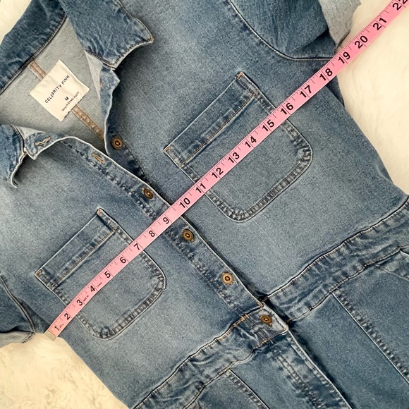 Celebrity Pink Denim Utility Painters Overalls Jumpsuit - Picture 9 of 16